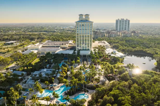 aerial shot of hotel
